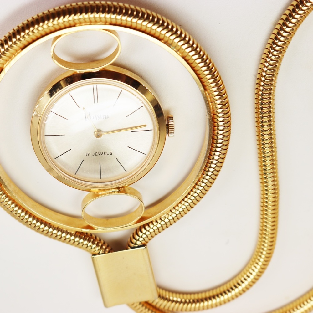 Vintage 1970s Rossini 17 Jewels Timepiece Necklace